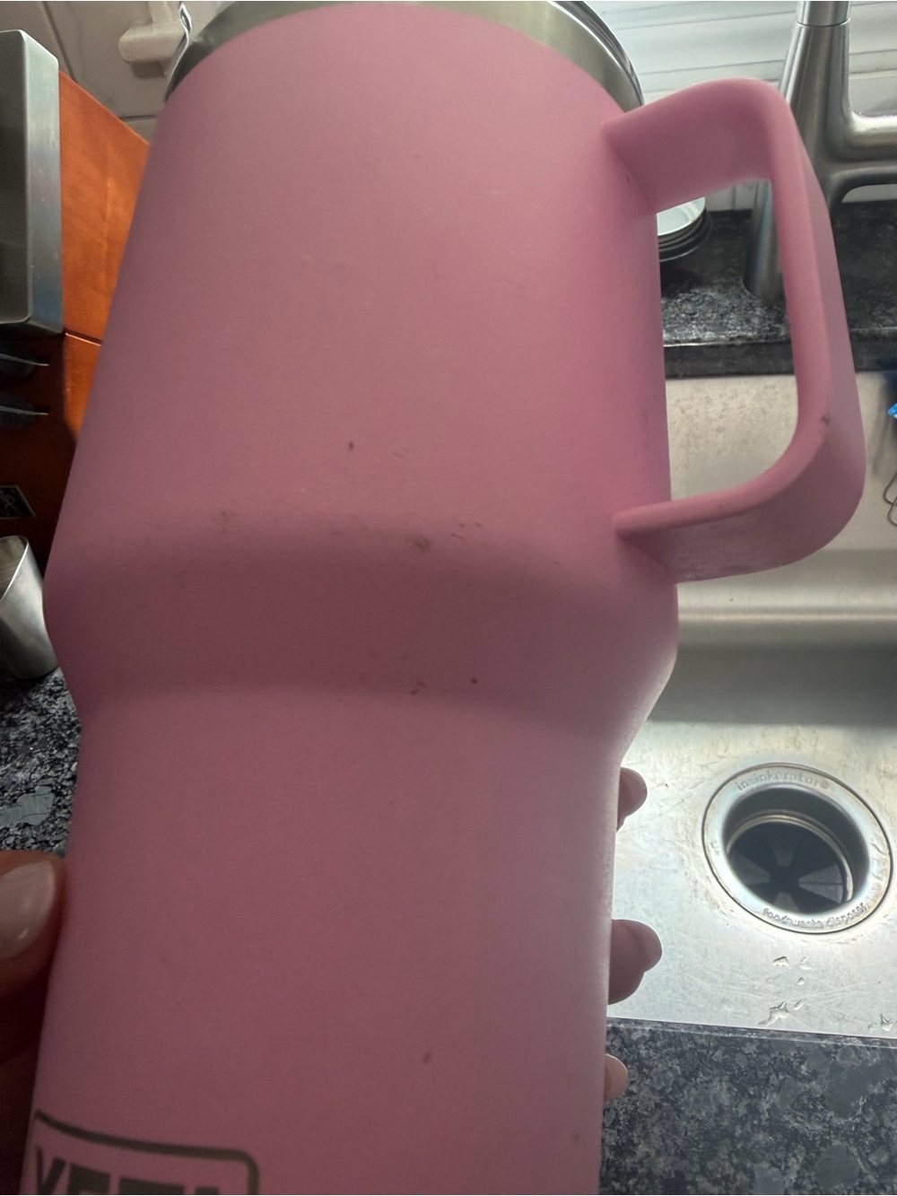 Pink yeti tumbler 35oz with handle and straw - Picture 2 of 6